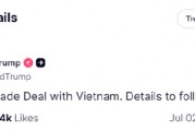 特朗普：已與越南達成貿易協議