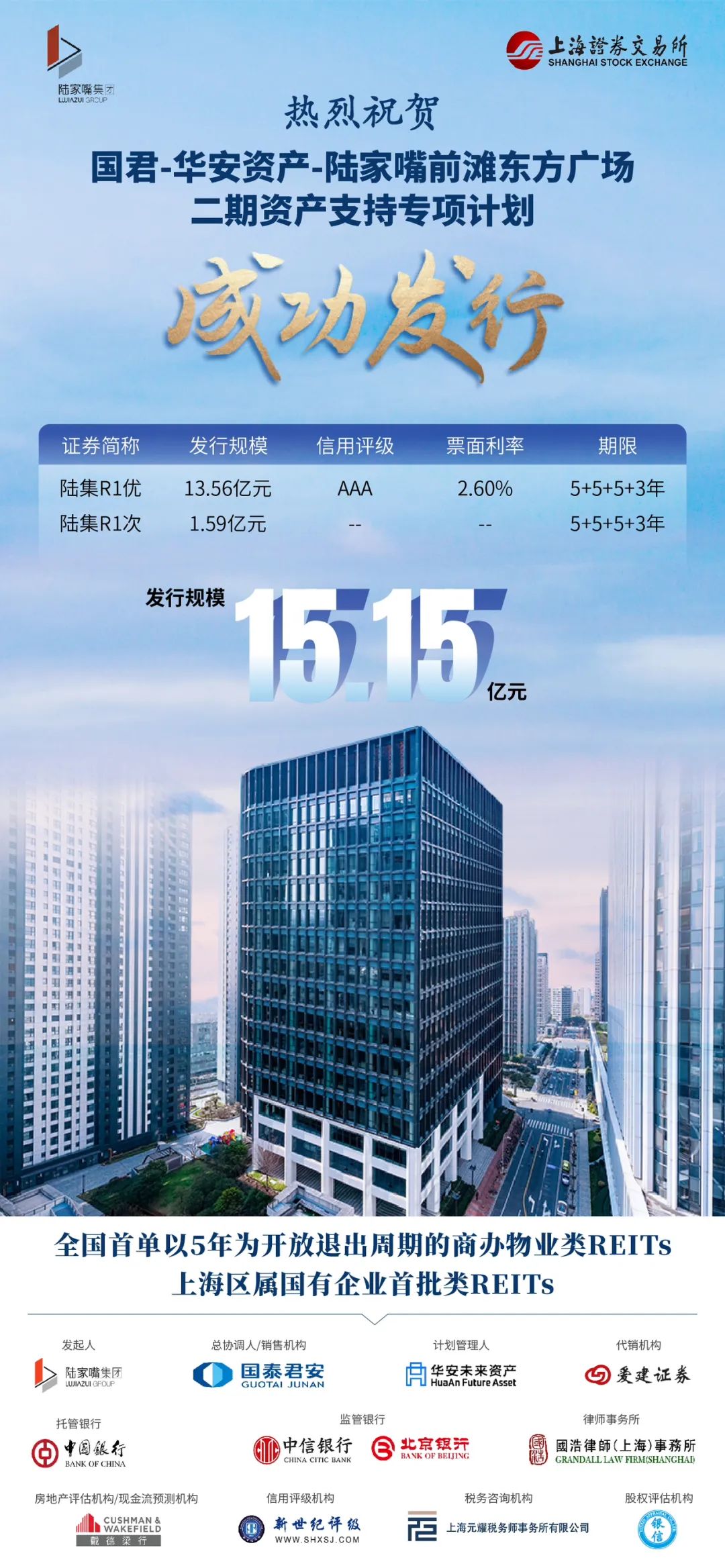 國泰君安助力浦東新區企業成功設立上海首批區屬國企類REITs