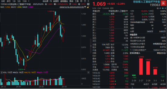 算力大反攻！協創數據漲超14%創新高！創業板人工智能ETF華寶（159363）再漲超2%，領跑AI主題類ETF